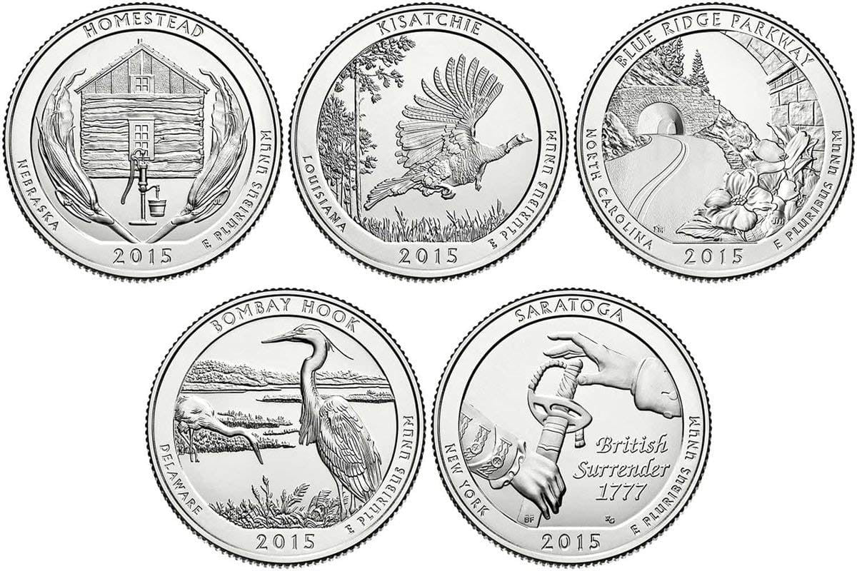 USA 25c Parki narodowe x 5 2015