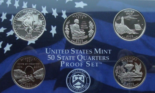 USA Proof set 5 x 25c Stany 2003 "S"