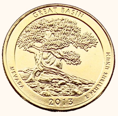 USA 25 c Park narodowy Great Basin 2013 nr 18 24K Au