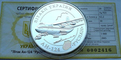 UKRAINA 20 UAH Rusłan AN-124 Ag 2005