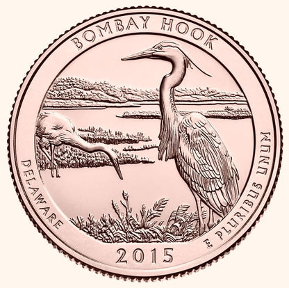 USA 25 c Park narodowy Bombay Hook 24KAu 2015 nr29