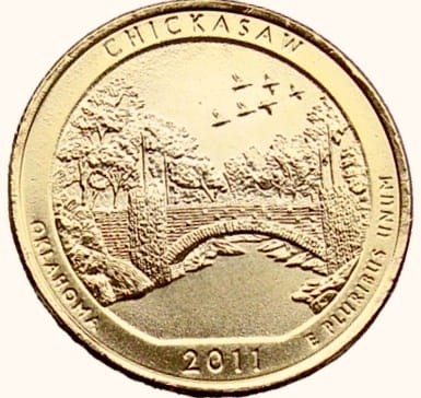 USA 25 c Park Narodowy Chickasaw 2011 nr10 24K Au