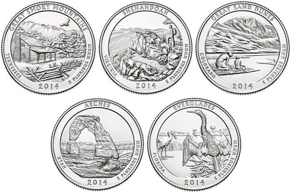 USA 25 c Parki narodowe x5 2014