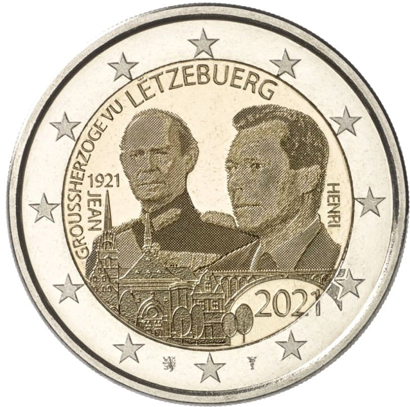 2 euro Luksemburg 100l. urodzin Jeana 2021 foto