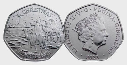 Gibraltar 50 pensów Christmas 3 Królowie 2022