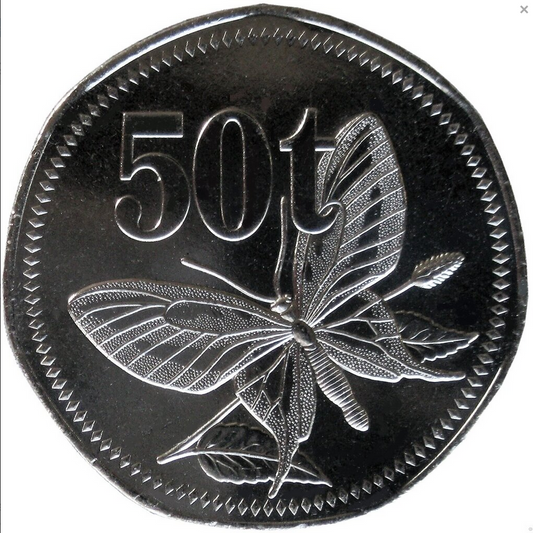 Papua Nowa Gwinea 50 toea Motyl 2021
