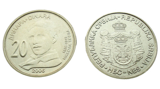 Serbia 20 dinarów N. Tesla 2006