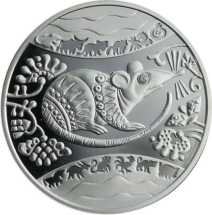 UKRAINA 5 UAH Rok Szczura Ag z diamentem 2008