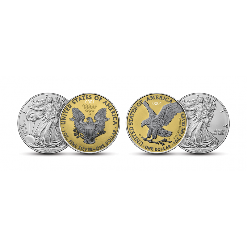 USA 2 x 1$ Eagle Heritage ed. 1 OZ Ag.999 2021