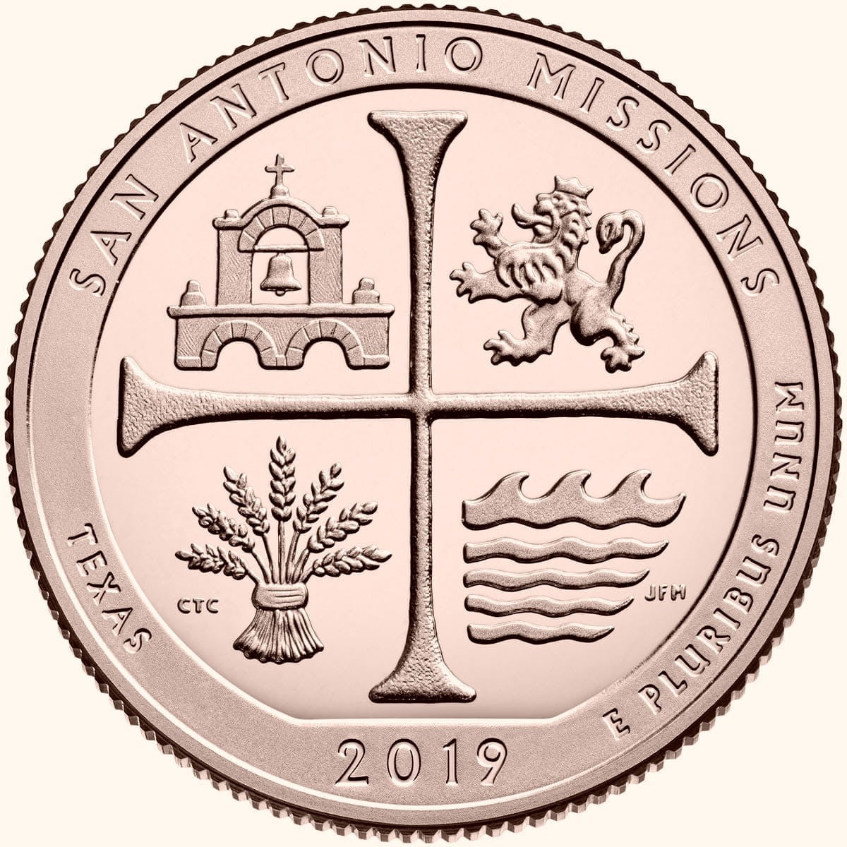 USA 25 c San Antonio missions 2019 nr 49 24k Au