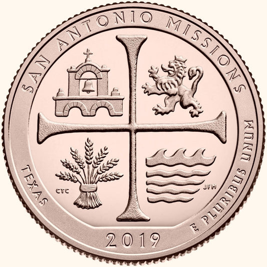 USA 25 c San Antonio missions 2019 nr 49 24k Au