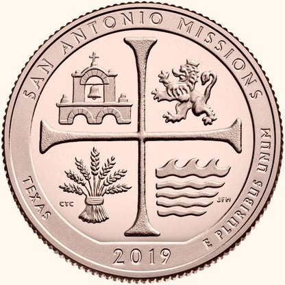 USA 25 c San Antonio missions 2019 nr 49 24k Au
