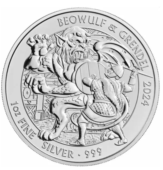 Wielka Brytania 2f Beowulf i Grendel 1 OZ Ag.999 2024